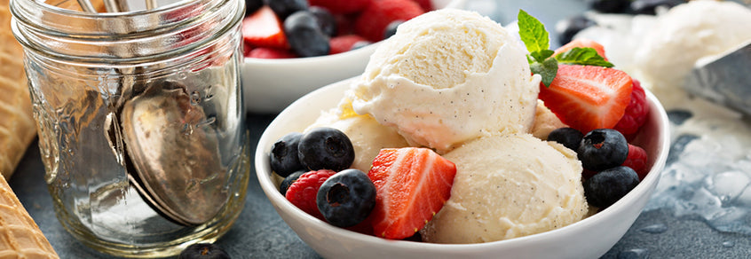 Berries and Ice Cream with Dark Chocolate Balsamic